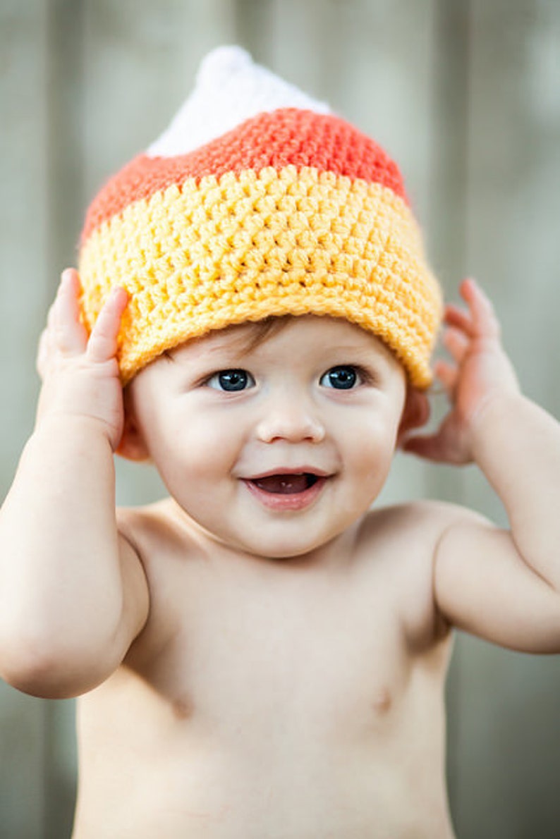 Candy Corn Hat/Halloween Hat fits newborn to child image 3