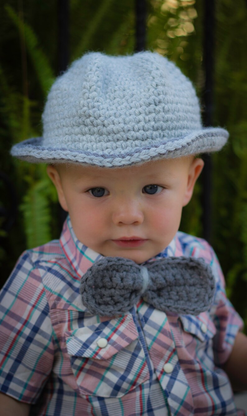 Baby Set/Fedora Hat/Boy Photo Prop/Baby Boy Hat and Bow Tie image 3