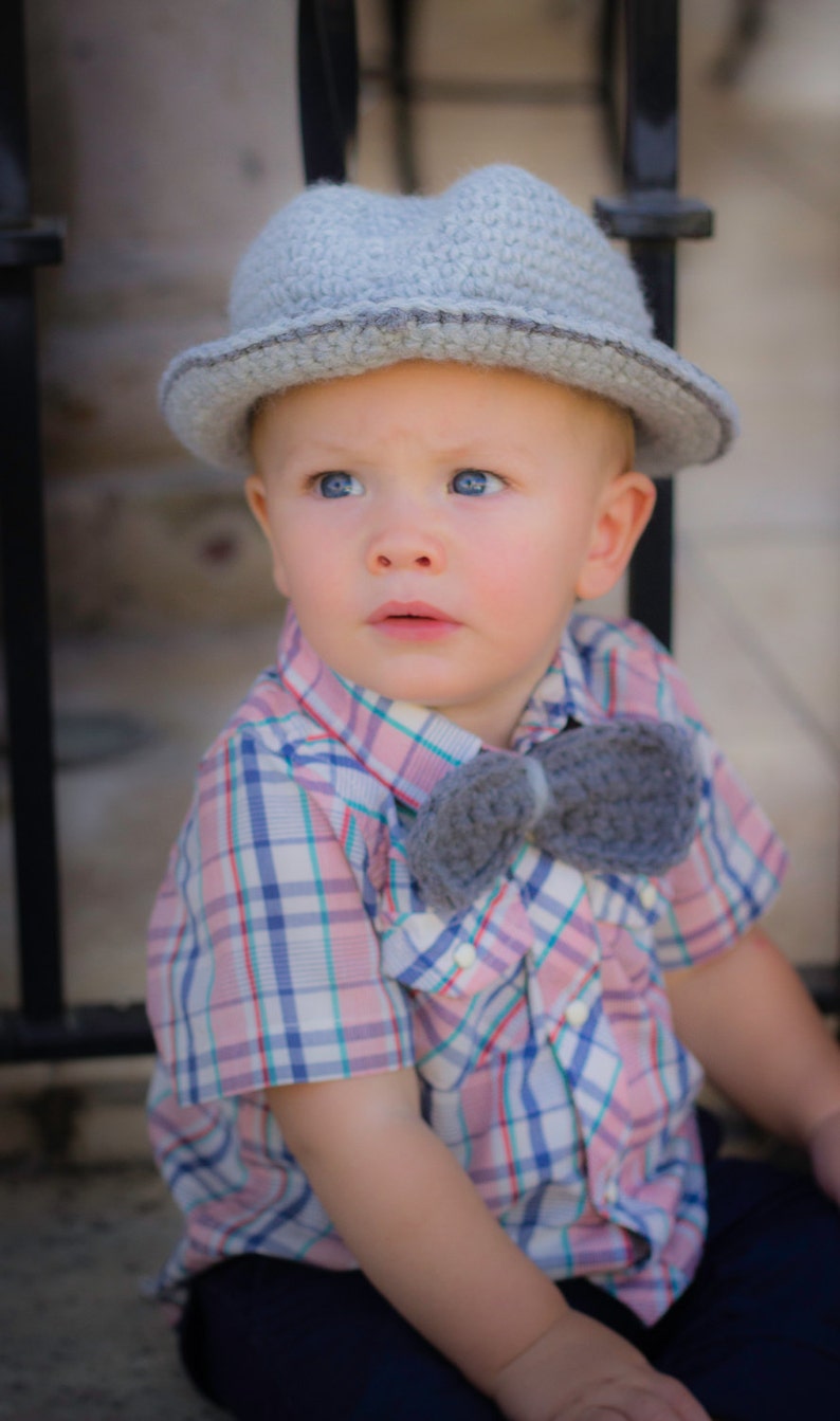 Baby Set/Fedora Hat/Boy Photo Prop/Baby Boy Hat and Bow Tie image 5