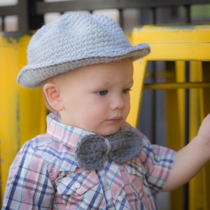 Baby Set/Fedora Hat/Boy Photo Prop/Baby Boy Hat and Bow Tie image 1