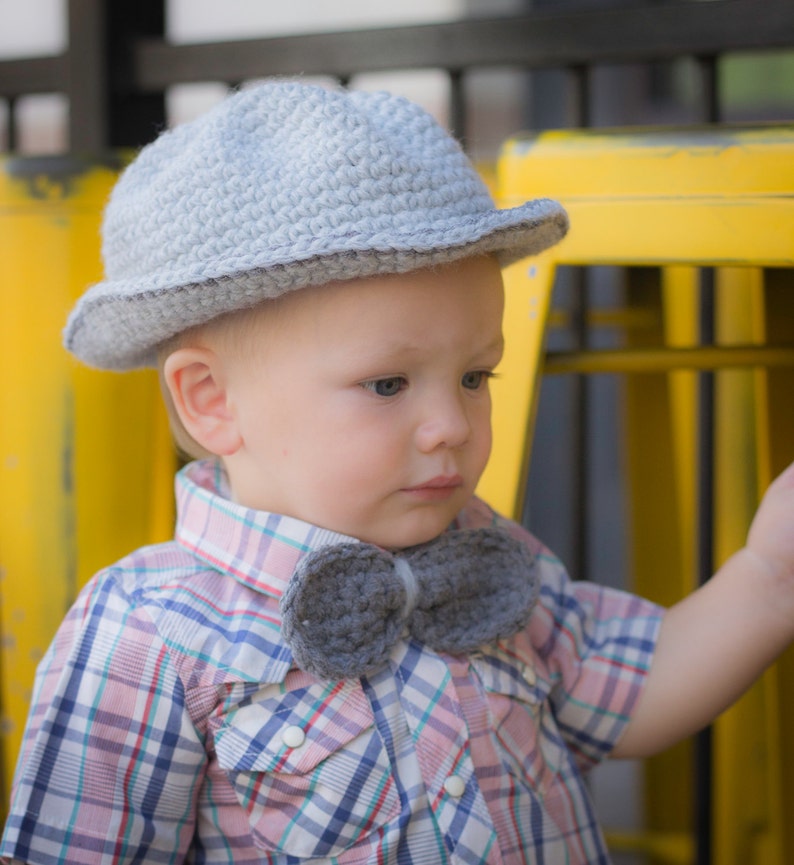 Baby Set/Fedora Hat/Boy Photo Prop/Baby Boy Hat and Bow Tie image 1