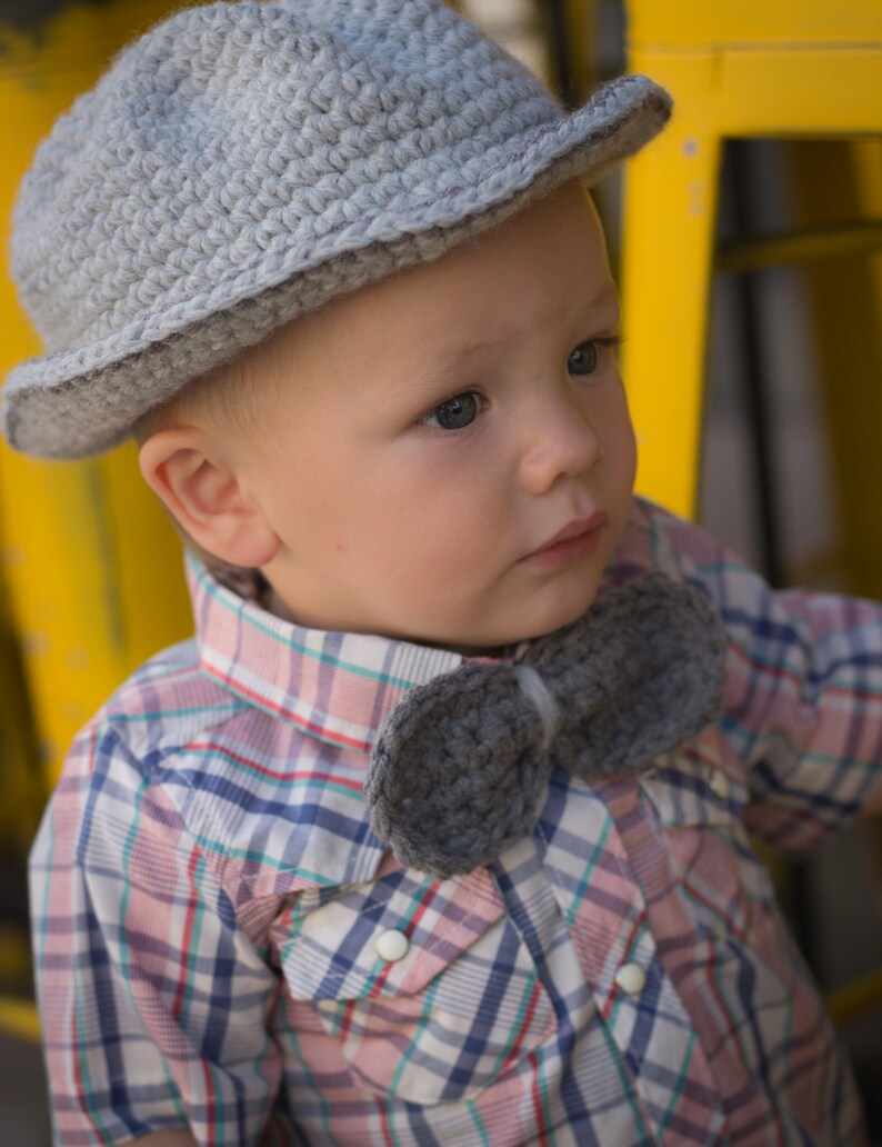 Baby Set/Fedora Hat/Boy Photo Prop/Baby Boy Hat and Bow Tie image 4