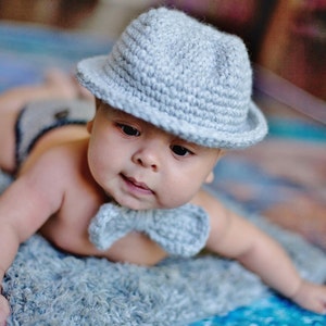 Baby Set/Fedora Hat/Boy Photo Prop/Baby Boy Hat and Bow Tie