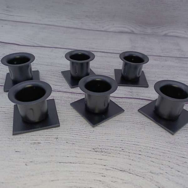 Set of 6 Black Square Base Taper Candle Holders, 1.5" Base, Primitive Country Farmhouse, Metal Taper Candle Holder,