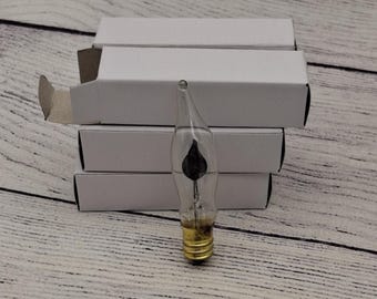 Flickering Flame-shaped Orange C7 Light Bulbs, 3.5 Watt, 120 Volt, Craft Supply, Lamp Making,  Candle Lamps, E12 Candelabra Base, Brass Base