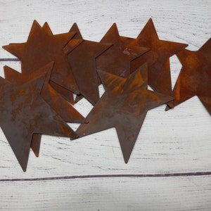 Rusty 4&quot; Whimsical Flat Stars, Primitive Country, Craft Supplies, Rustic Star, Metal Craft Supply, Crafting Stars, Rusted Supply