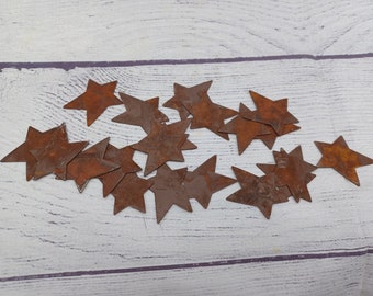 Rusty 1" x 1-5/16" Whimsical Flat Stars, Primitive, Craft Supplies, Star, Metal Craft Supply, Crafting Stars, Rusted Supply, Rustic
