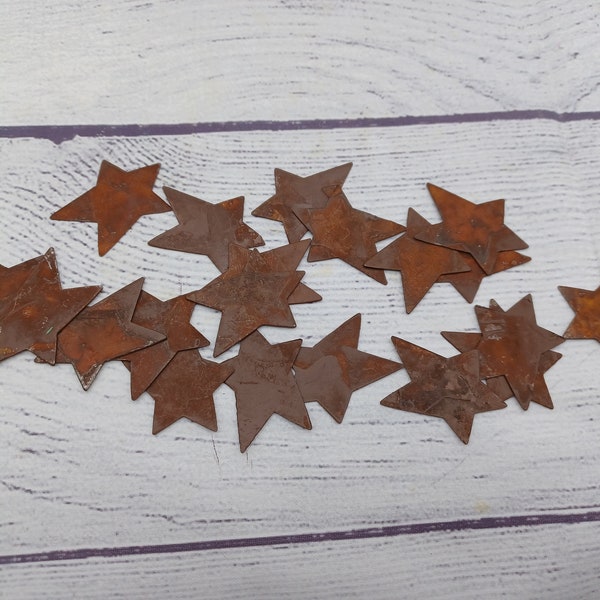 Rusty 1" x 1-5/16" Whimsical Flat Stars, Primitive, Craft Supplies, Star, Metal Craft Supply, Crafting Stars, Rusted Supply, Rustic