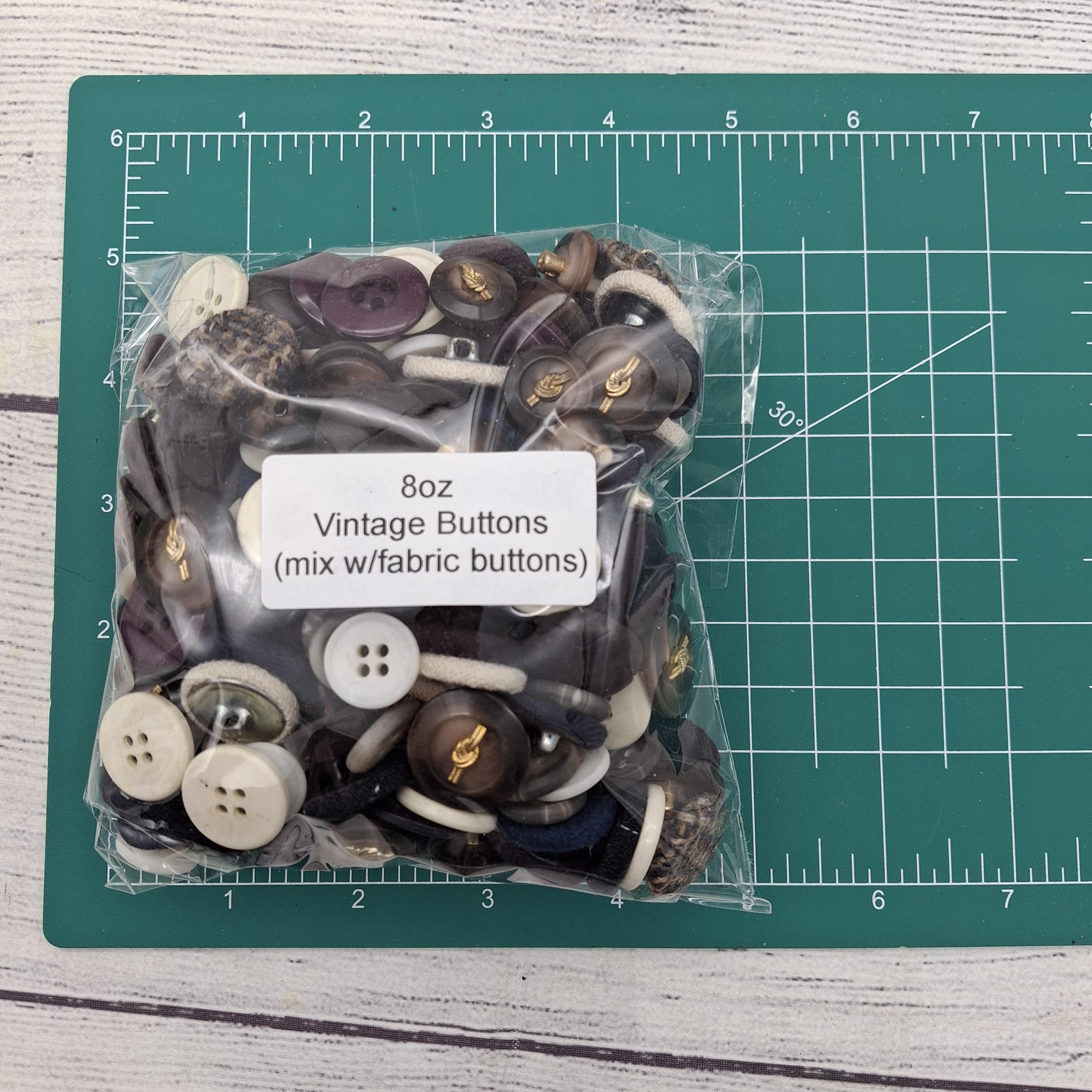 8 Oz Mixed Lot of Vintage Small to Medium Buttons, Some Fabric-covered ...