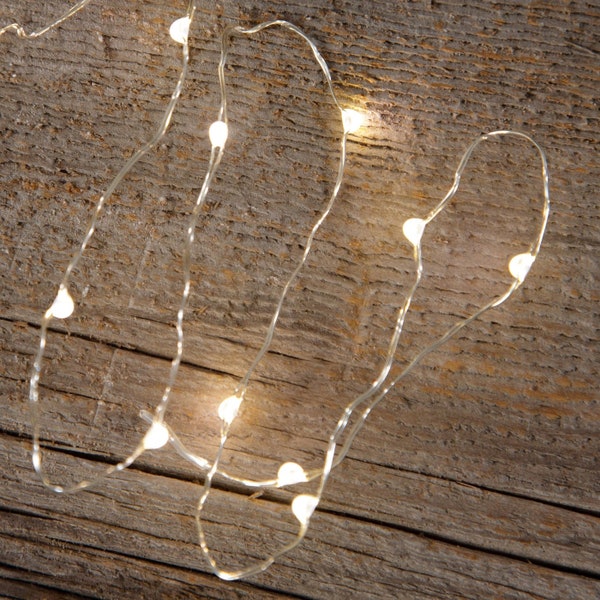 18 Warm White LED Fairy Light Strand String Set, Micro Lights, Safe in Water Arrangements, Battery Operated, Floral Craft Supply