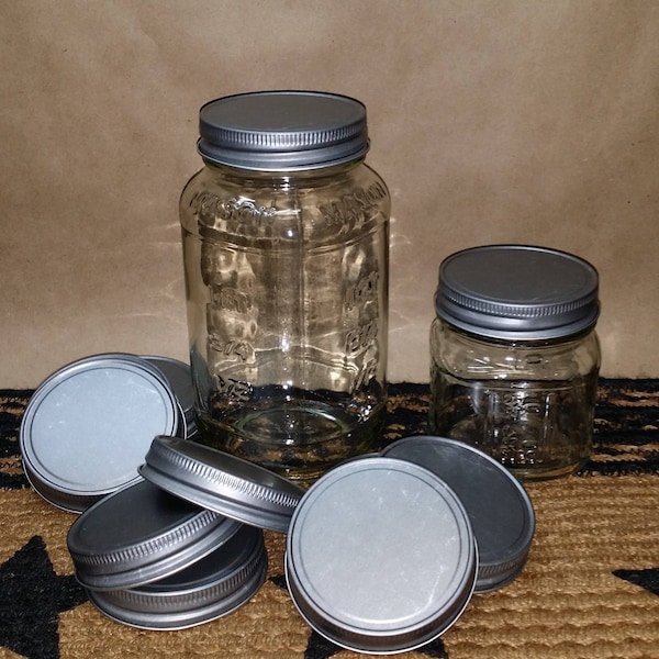 New Antique Pewter Lids - Crafts, Candles, Fit Small Mouth, Standard Mason Jars