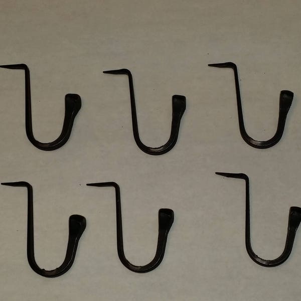 6 or 20 Large Wrought Iron Spike Hooks, 1-3/4" tall, Primitive, Craft Supplies, Black Hooks, Restoration Hardware