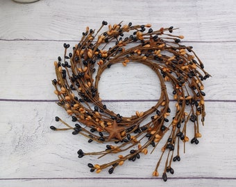 4.25" Black and Tan Pip Berry with Rusty Stars Candle Ring, Craft Supply, Country, Floral Supply, Farmhouse, Wreath Base
