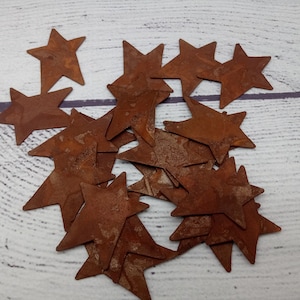 Rusty 1.5&quot; Whimsical Flat Stars, Primitive, Craft Supplies, Star, Metal Craft Supply, Small Crafting Stars, Rusted Supply, Rustic