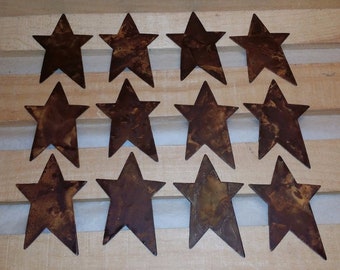 Rusty 3" Whimsical Flat Stars, Primitive Country, Craft Supplies, Rustic Star, Metal Craft Supply, Crafting Stars, Rusted Supply