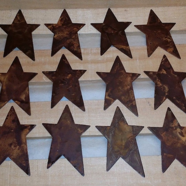 Rusty 3" Whimsical Flat Stars, Primitive Country, Craft Supplies, Rustic Star, Metal Craft Supply, Crafting Stars, Rusted Supply