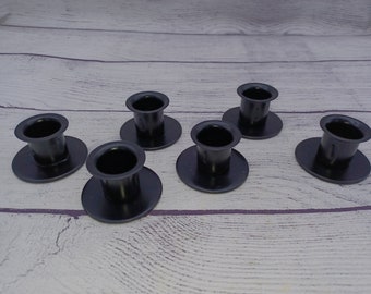 Set of 6 Black Round Base Taper Candle Holders, 2" Base, Primitive Country Farmhouse, Metal Candle Holder, Arrangements, Centerpiece Supply