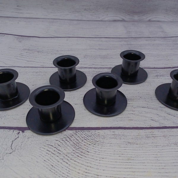 Set of 6 Black Round Base Taper Candle Holders, 2" Base, Primitive Country Farmhouse, Metal Candle Holder, Arrangements, Centerpiece Supply