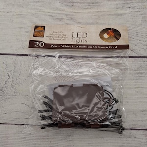 Battery Operated Timer 20 ct Brown Cord Wire LED Light Strand String Set, Multi-Function, Tiny Light, Wreath Tree Lighting, Indoor