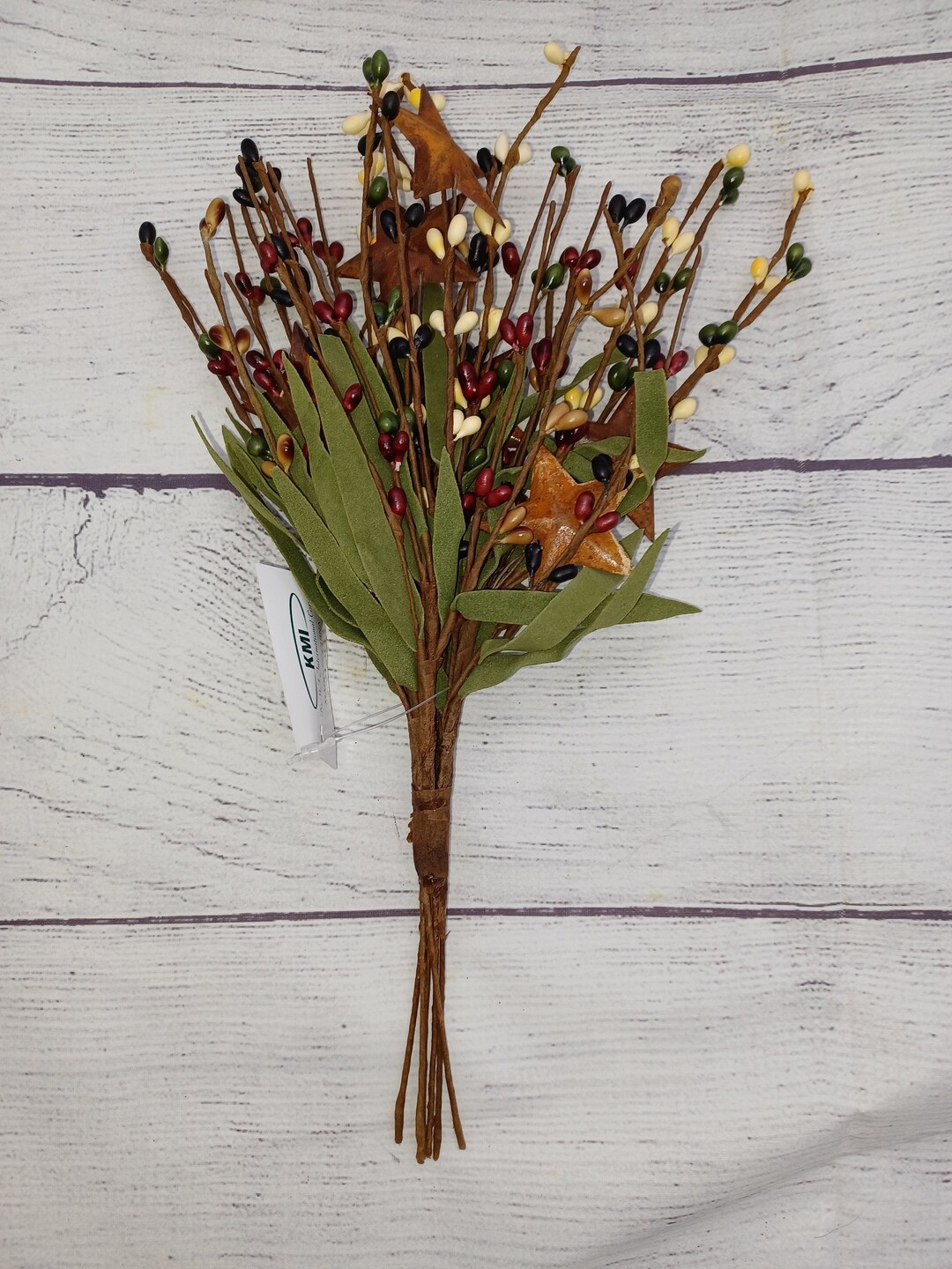 White, Peach, and Olive Green Pip Berry Spray - Pip Berries - Floral