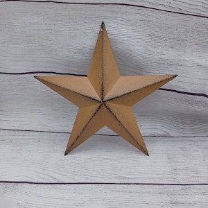 Adornos de estrella de granero color mostaza de 20 cm, metal, 3D, estilo rústico, rústico, desgastado, suministros para manualidades, amarillo rústico, Wreath Supply