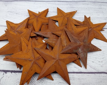 12 Rusty Barn Stars 3.5 in 3 1/2" Dimensional 2D w/ hole Craft Supply Country 