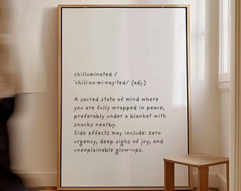 Póster de pared con cita divertida, tipografía minimalista y neutra para sala de estar y dormitorio (descarga digital)
