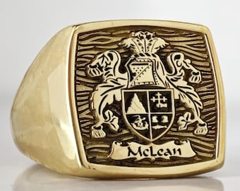 Family Crest Ring, Custom Engraved Signet Ring, Coat Of Arms Wax Seal Jewelry