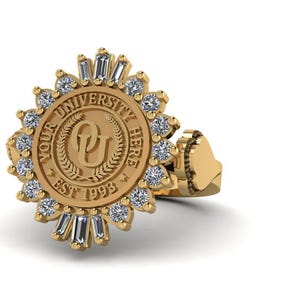 Anillo con escudo universitario, anillo de graduación personalizado, anillo de sello de graduación personalizado, regalo de graduación de plata esterlina para ella.