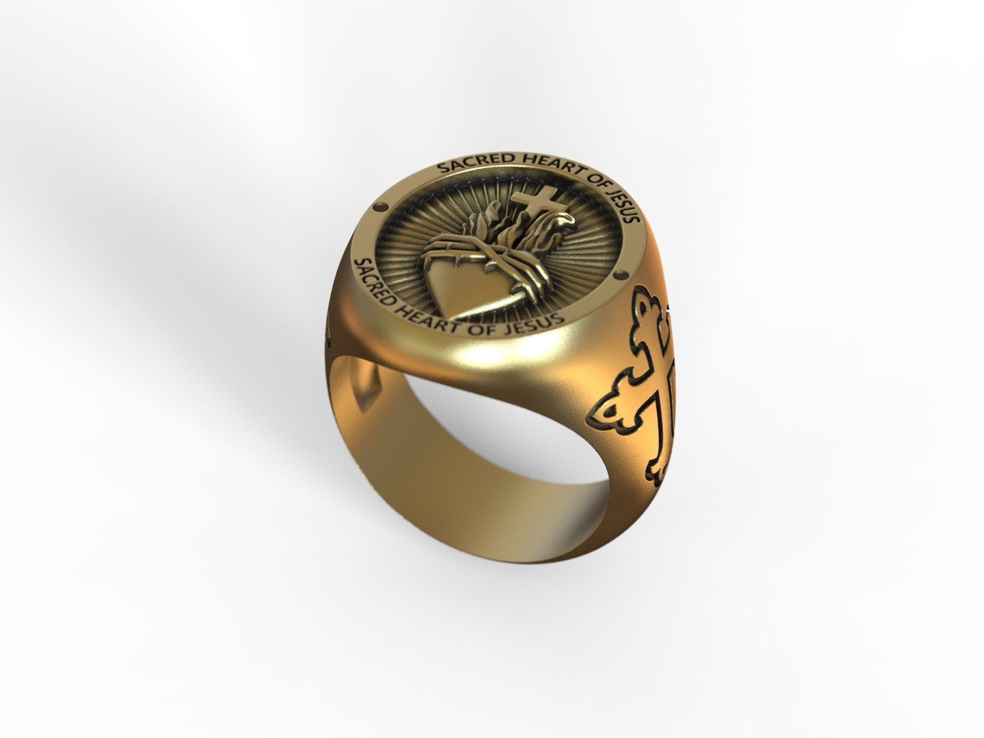 Devotion Ring Sacred Heart of Jesus Ring for Men, Handmade Catholic Devotional ...
