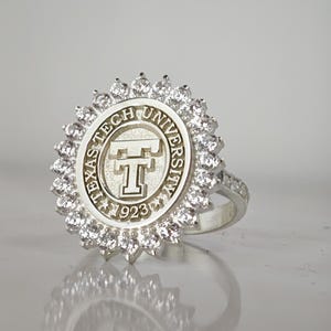 Customizable University Crest Ring: Sterling Silver Graduation Gift