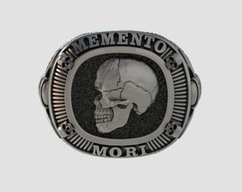 Memento Mori Skull Ring: Stoic Philosophy Signet, Sterling Silver or Gold