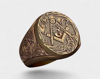 Handmade Freemason Ring: Sterling Silver Masonic Jewelry