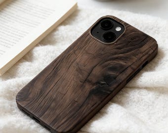 Dark Walnut Wood Grain iPhone Case, Nature Inspired