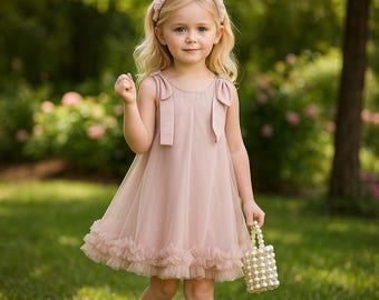 Tulle Flower Girl Dress | Christening, Birthday, Holiday Gown