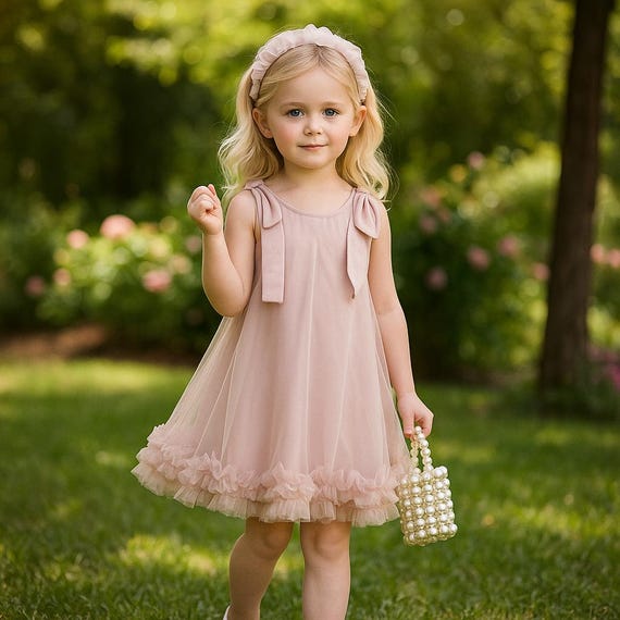 strapless open back dress Baby Girl Pink Christening Dress Set main image 0