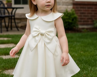 Elegant Baby Girl Dress with Bow | Formal Toddler A-Line Gown