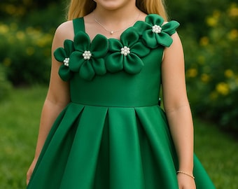 Toddler Dress - Holiday Princess Gown for Girls | Red & Green Formal Party Dress 4T-8Y