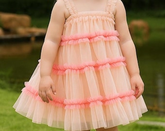 Blush Tulle Flower Girl Dress - Baby & Toddler Princess Gown for Weddings, Birthdays, Special Occasions