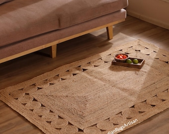 Handmade Jute Rug, Bohemian Braided Area Rug, Custom Size