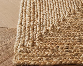 Handmade Braided Jute Area Rug, Bohemian Style, Custom Size