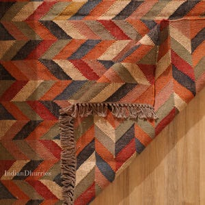 Indian Kilim rug, HandwovenWool Jute kilim Rug, Bohemain indian Jute Rug, Southwestern Nordic Kilim Rug, Rustic Jute Rug