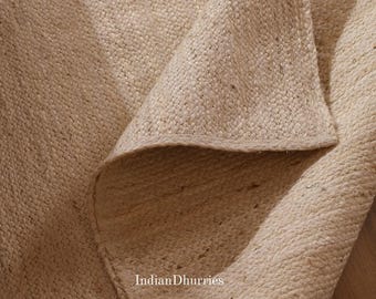 Hand Braided Jute Rug: Solid White, Boho Decor, Custom Size