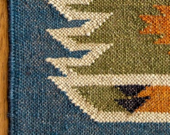Handgewebter Woll Kelim Dhurrie Teppich, Traditionelles Indisches Geometrisches Muster (Spezialanfertigung)
