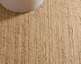 Handmade Jute Rug 7x12 ft: Natural Beige, Eco-Friendly Entryway Carpet
