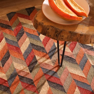 Indian Kilim rug, HandwovenWool Jute kilim Rug, Bohemain indian Jute Rug, Southwestern Nordic Kilim Rug, Rustic Jute Rug