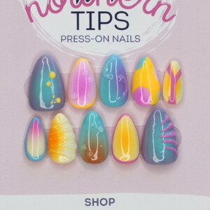 Sunset Mirage – Jelly Gradient Press-On Nail Set Unique Fun Silly Colorful Nails