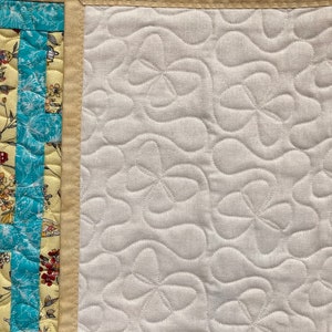 Blue and Yellow Floral with Butterflies Quilted Table Runner image 7