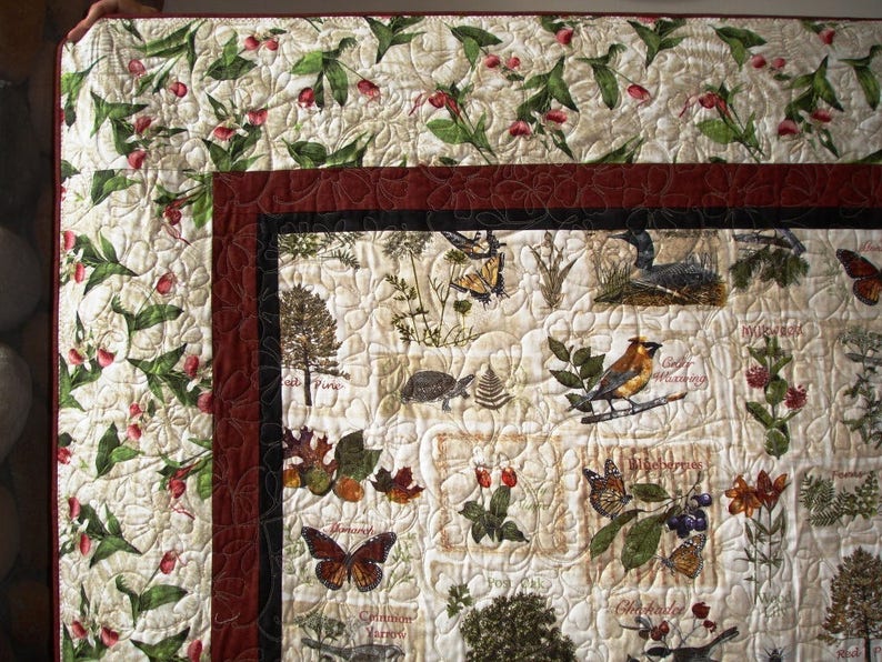 Sights /& Sounds of Minnesota Twin Lap Quilt Panel with Lady Slippers