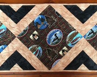 Brown Plaid Loons Quilted Table Runner